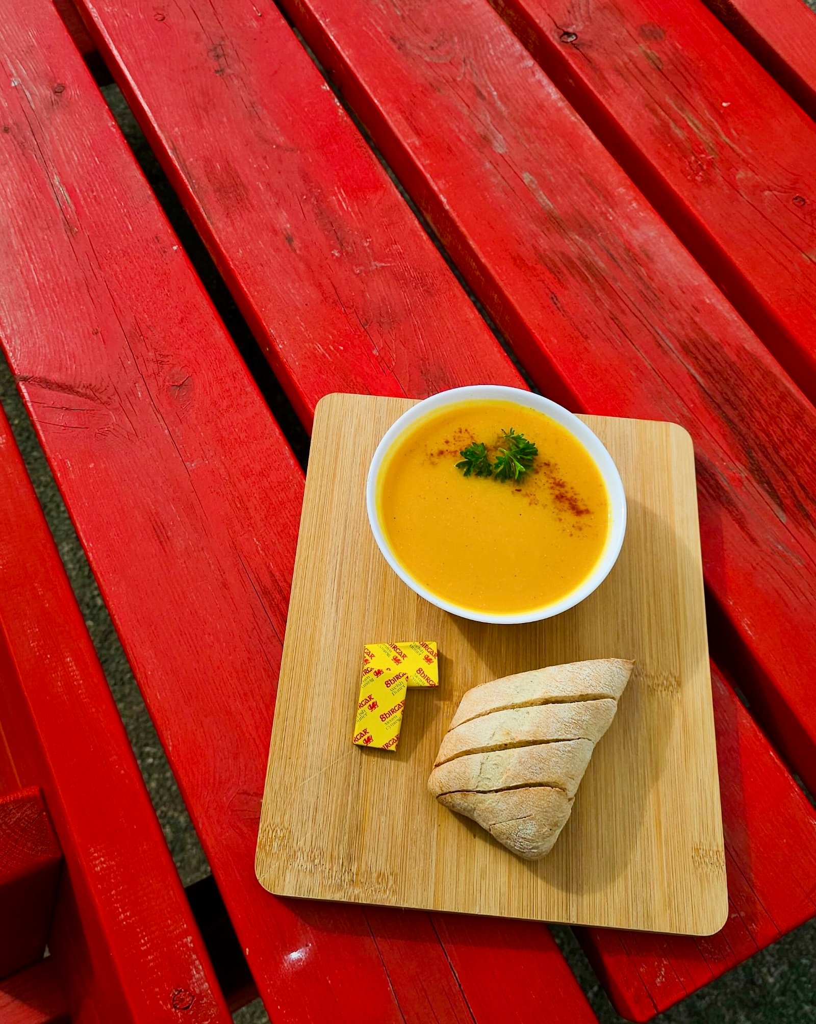 Soup of the day with bread